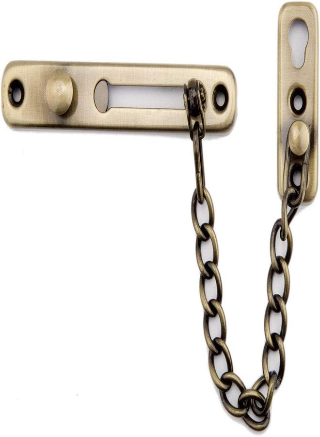 Boniry Premium Door Latch, Door Chain Lock for Main Door - Ideal for Bedroom, Bathroom, Sliding Doors, Safety and Portable Use - Includes 360 Degree Eye Viewer (Brass) - Image 1